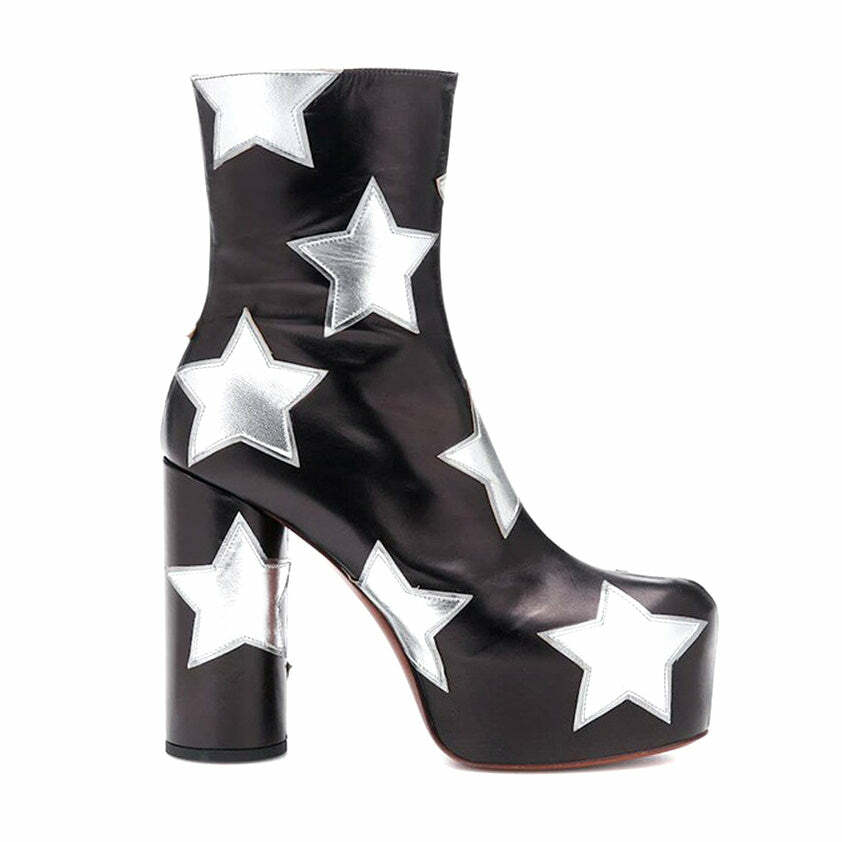 Y2K Style Star Platform Boots for Grunge and Coquette Aesthetic Looks