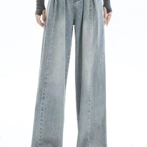 Y2K Ultra Wide-Leg Baggy Jeans for Trendy Grunge and Coquette Aesthetics