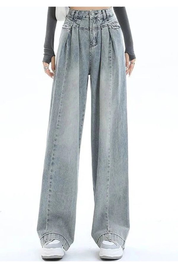 Y2K Ultra Wide-Leg Baggy Jeans for Trendy Grunge and Coquette Aesthetics