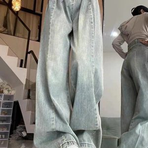 Y2K Ultra Wide-Leg Baggy Jeans for Trendy Grunge and Coquette Aesthetics