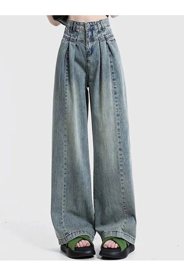 Y2K Ultra Wide-Leg Baggy Jeans for Trendy Grunge and Coquette Aesthetics