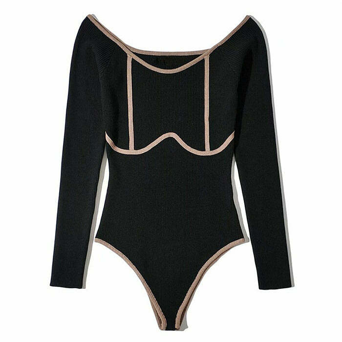 Y2K Underbust Bodysuit for Coquette Aesthetic & Grunge Style Outfits