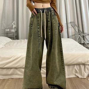 Y2K Vintage Ultra-Wide Cargo Jeans for Trendy Aesthetic Outfits