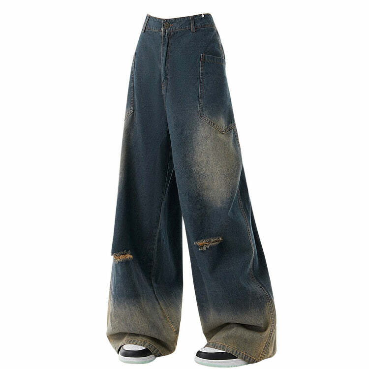 Y2K Wide Leg Jeans: Retro 90s Grunge Style for Trendy Outfits